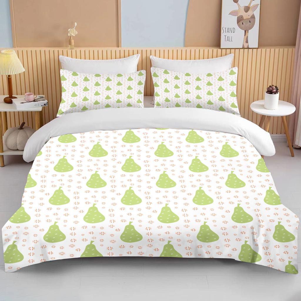 10 Sizes Fruit Pattern Bedding Three Piece Set King Size Double Bedding Set Microfiber Duvet Cover Set  Queen Duvet Cover Set