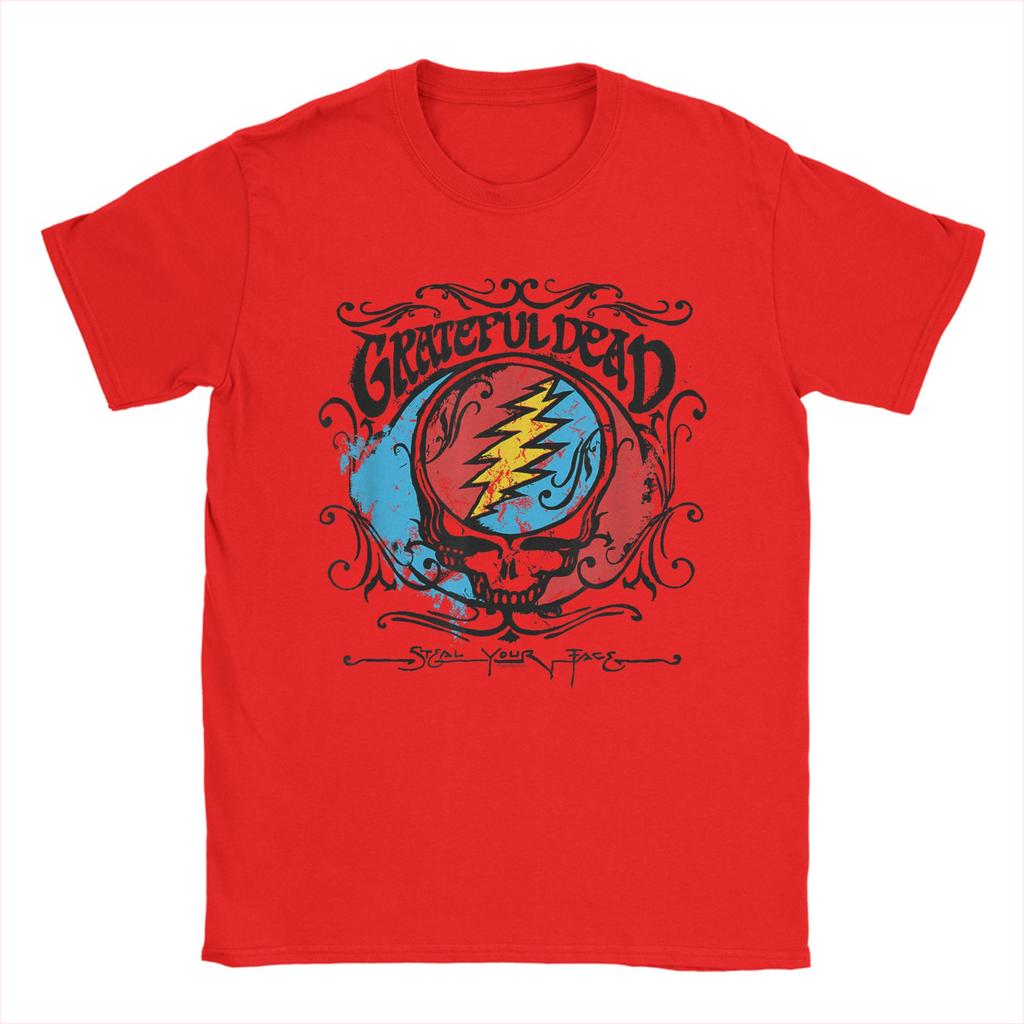 Harajuku T-Shirt Grateful Dead Steal Your Face Handgezeichneter Flair Band Baumwoll-T-Shirts für Herren Sommer Tolle Kurzarm-Oberteile