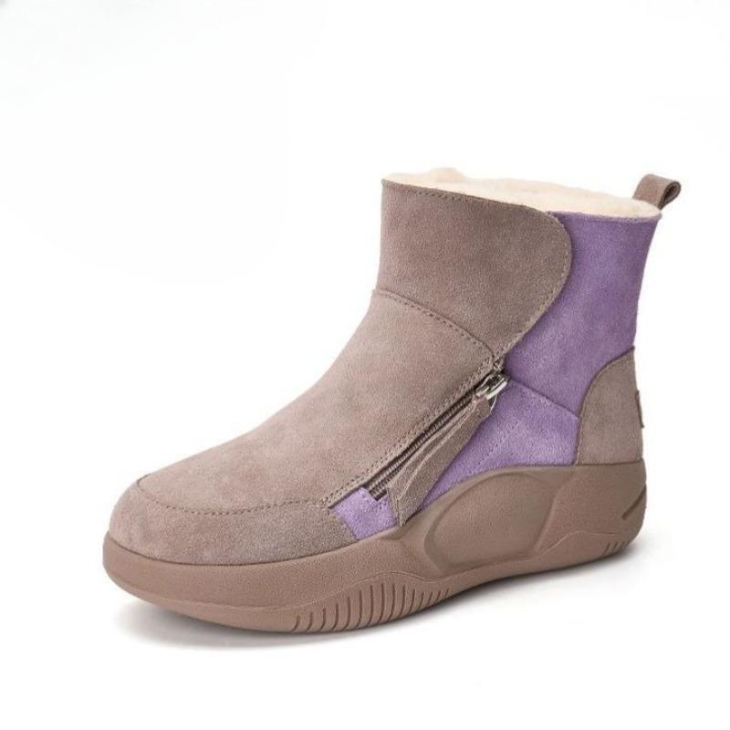 Winter Round Toe Platform Booties Fleece-lined Woman Shoes Y2k Comfortable and Elegant Footwear Sale Padded Snow Boots for Women