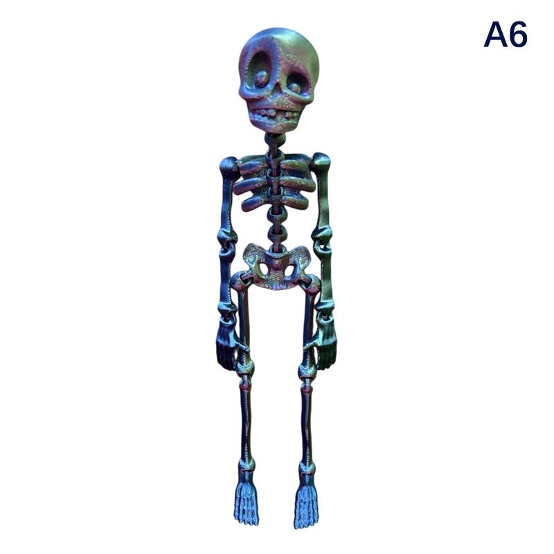 Poseable Skeleton Fridge Magnet 3D Printed Articulated Skeleton Decor Halloween Horror Luminous Skull Magnet Fridge Sticker