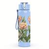 1PC Pink Protea Flower Bouquet 750ml Color Plastic Sports Water Bottle Leakproof Flip Straw Lid For Sports Office Home Use