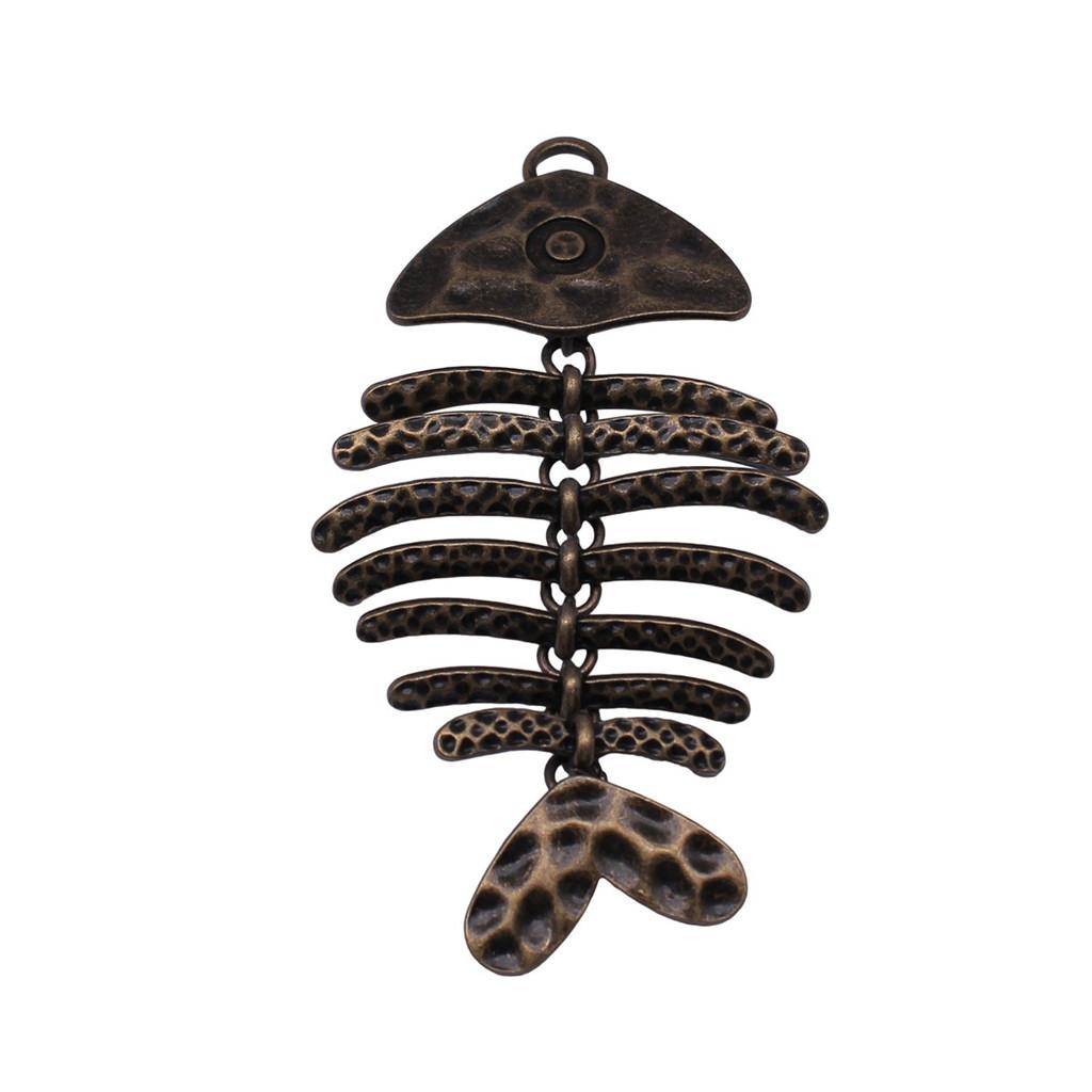 Fish Bone Charms Multi Color Alloy Pendants For Ocean Themed DIY Jewelry Accessories