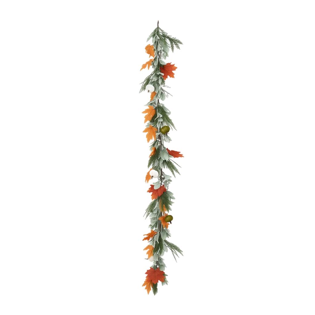 Pumpkin Fall Garland with Maple Leaves for Fireplace Stairs Front Door Thanksgiving Hanging Decor
