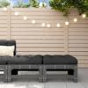 VidaXL Garden Footrest and Cushions 2pcs Grey Solid Pine Wood, Stool, Ottoman Footrest, Garden Stool, 825697