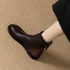 Short Leather Round Toe Retro Slim Boots for Women In Autumn and Winter 2026 New Flat Commuting Women's Shoes