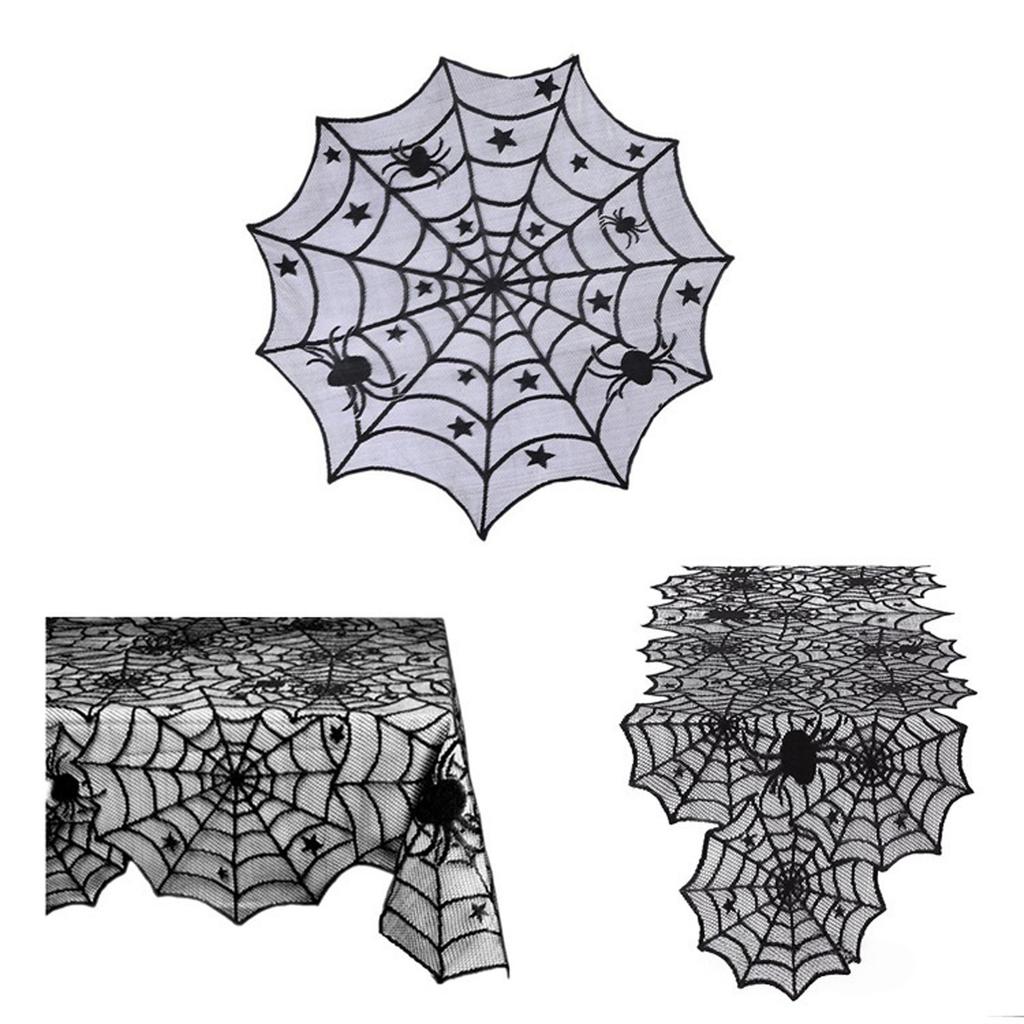 Halloween Tablecloth and Light Covers Set For Dining Table Mantels Holiday Decorations Washable Table Runner Lampshade
