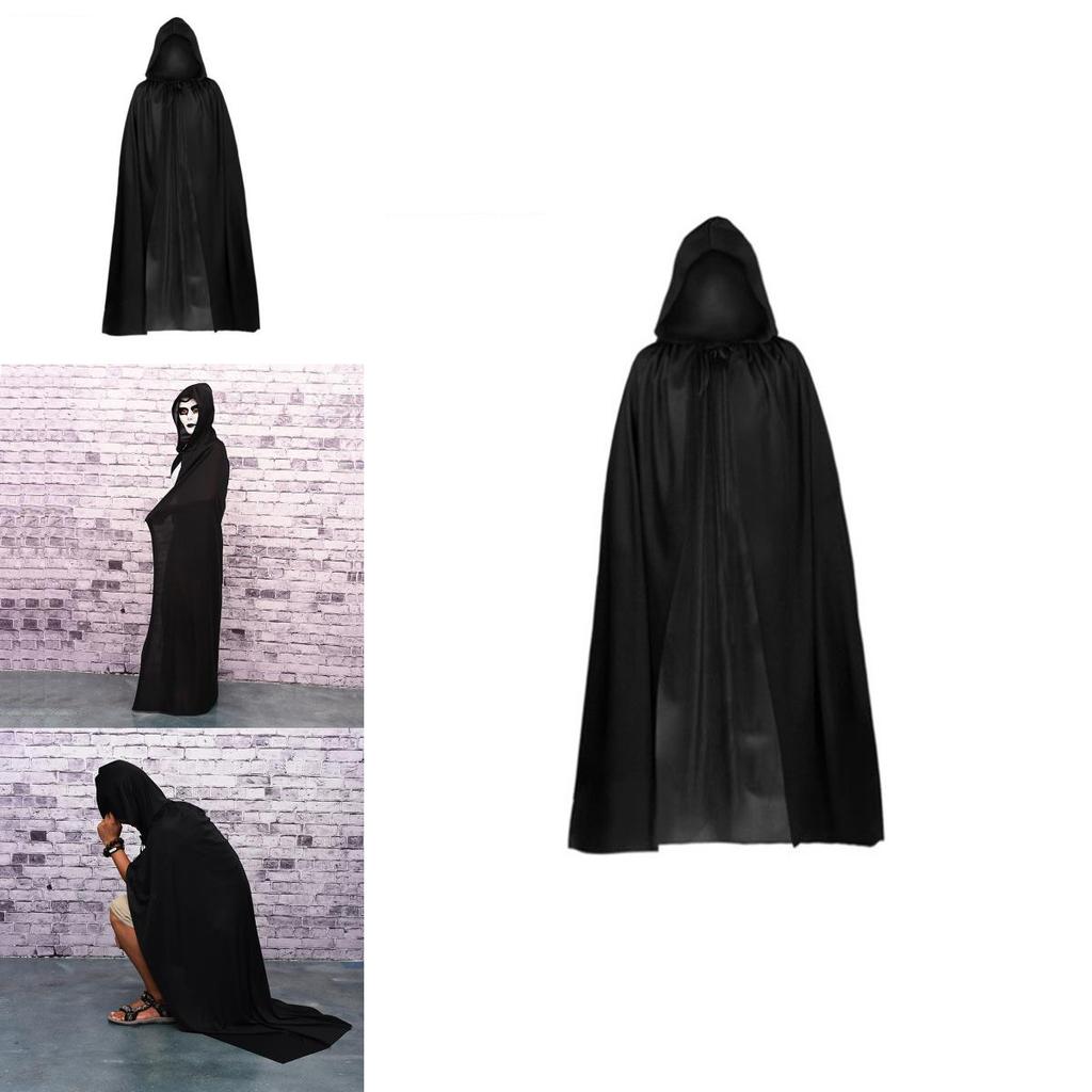 Cape d'Halloween Cosplay Faucheur Vampire Sorcière Magicien Robe Fête Adulte Enfants Cape Légère Noire