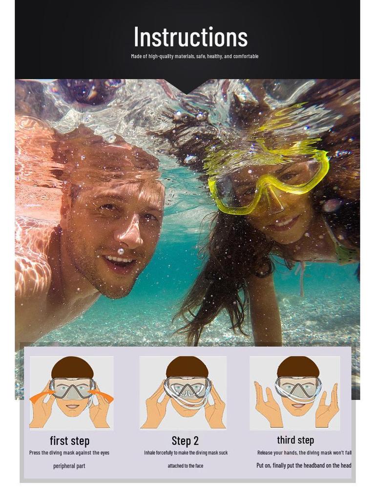 Adult Silicone Diving Snorkel Set: Large Frame Mask for Men & Women