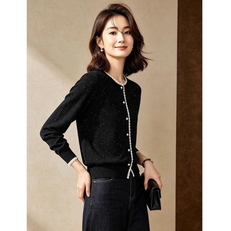 D.F.DEAR Elegant Crew Neck Knit Cardigan