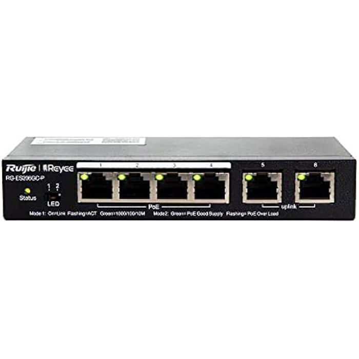 Switch - RUIJIE - Reyee 6-Port Gigabit - PoE - Managed - 6 Ports Gigabit