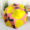 1pc Lemon Pink Automatic Folding Umbrella, Heavy Duty 8 Rib Iron Frame,  Suitable for Travel, Daily Use, Birthday, Decor Gift M0105100