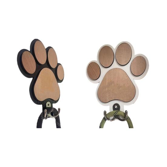 Wooden Dog Paw Wall Mounted Hook Rustic Pet Leash Holder Hook Multifunctional Key Organizer for Farmhouse Indoor Hallway Room Decor