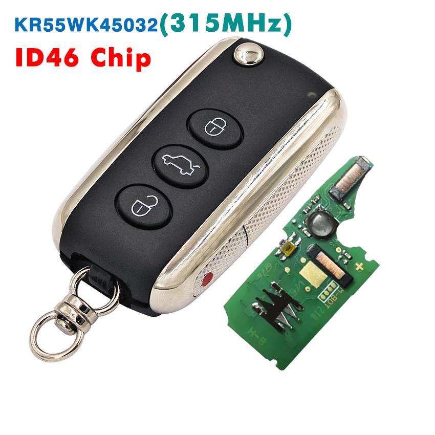 Ecusells Smart 3/4 Button Remote Key 315Mhz/ 433mhz ID46 for Bentley Continental GT GTC Flying Spur FCC KR55WK45031 KR55WK45032