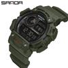 Sanda Unisex Outdoor Waterproof Multifunctional Luminous Watch with Large Dial.