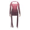 Summer Long Sleeve Bodycon Mini Short Dress Ribbon Pleated Tube Top Fashion New Sexy Party Dresses Hip Skirt Set Slim Fit Women's Clothing