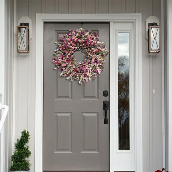 

Yousheng Purple Lavender Wreath Artificial Flowers All-season Wreath Reusable Spring Summer Wreath for Front Door Home Rustic Farmhouse Decor 30cm