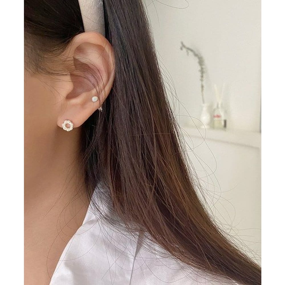 [4Xtyle] (Silver925) Dew Stone Earring