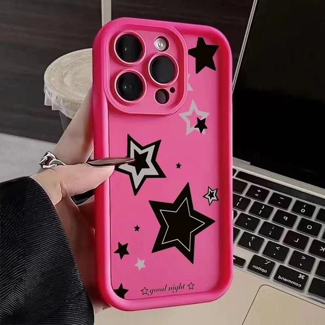 

Силіконовий чохол для телефону Cute Pink Stars для iPhone 15 14 Pro Max 13 12 11 Pro Max X XS XR 7 8 15 14 Plus SE 2024 протиударний чохол For iphone XR