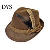 Versatile Casual Hat Fedora with Feather, Short Brim Vintage Jazz Hat, German School Cultural Festival Accessory Oktoberfest Costume Accessories