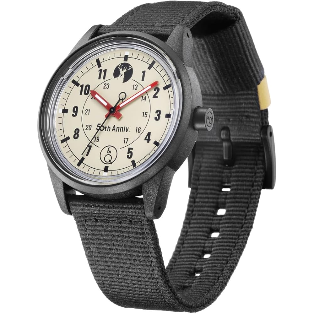 Часы Captain Stag Q&Q Smile Solar, 50-летний юбилей, черные, 40 мм, мужские наручные