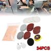 34Pcs Car Windshield Glass Scratch Remover Kit Wool Polish Pad 50mm Sandpaper Auto Deep Scratch Repair Set