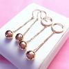 Purple Gold Glossy Shiny Laser Ball Earrings, Simple Temperament Rose Gold-Plated Earrings.