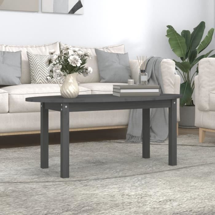 VidaXL Table basse Gris 110x55x45 cm Bois massif de pin 822344