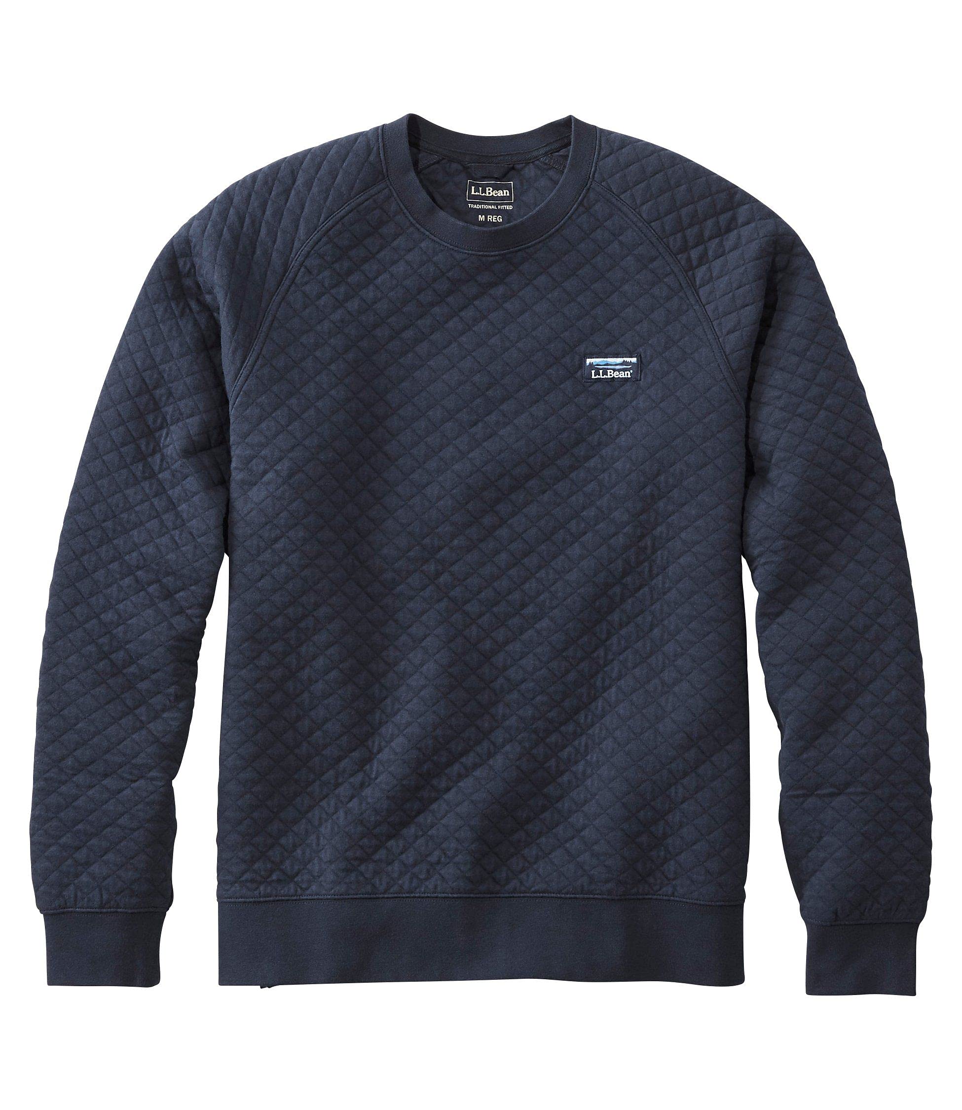 

LL Bean Quilted Crew Neck US Size Classic Navy 1000046738 Men s Sweatshirt, Fit, Regular, L, Blue,