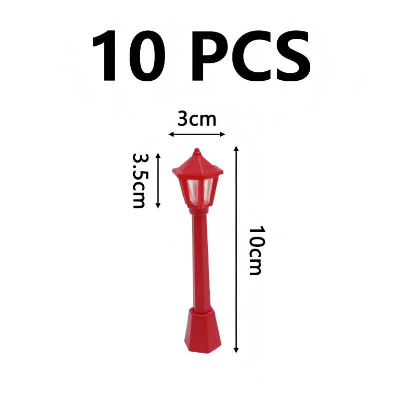 Mini Street Lamp Model, 10Pcs Red Miniature Lantern For Dollhouse, Fairy Garden, Christmas Diorama & Diy Crafts, Realistic Small
