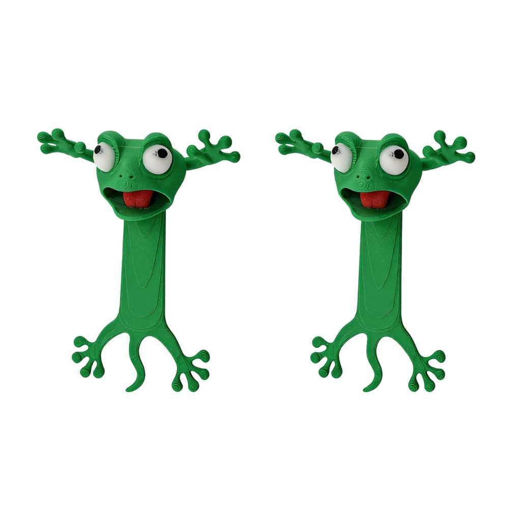 3D Frog Shaped Bookmark Creative Reading Clip Novelty Cartoon Stationery Book Marker Set for Books and Journals Durable Flexible Design