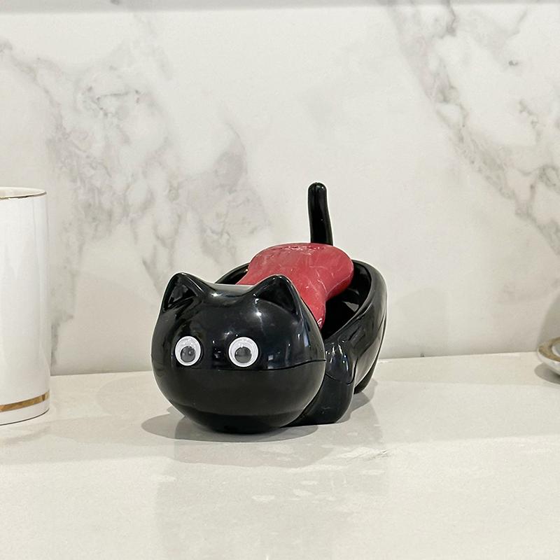 Cartoon Cute Cat Bathroom Soap Box Creative Cat Soap Box Drainage Toilet Rack Cute Soap Fat Rack Bathroom Decoration