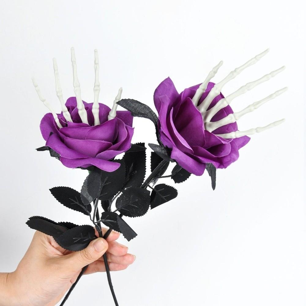 49cm Skeleton Hand Rose Bouquet Gothic Fake Flower Halloween Artificial Rose Ghost Festival