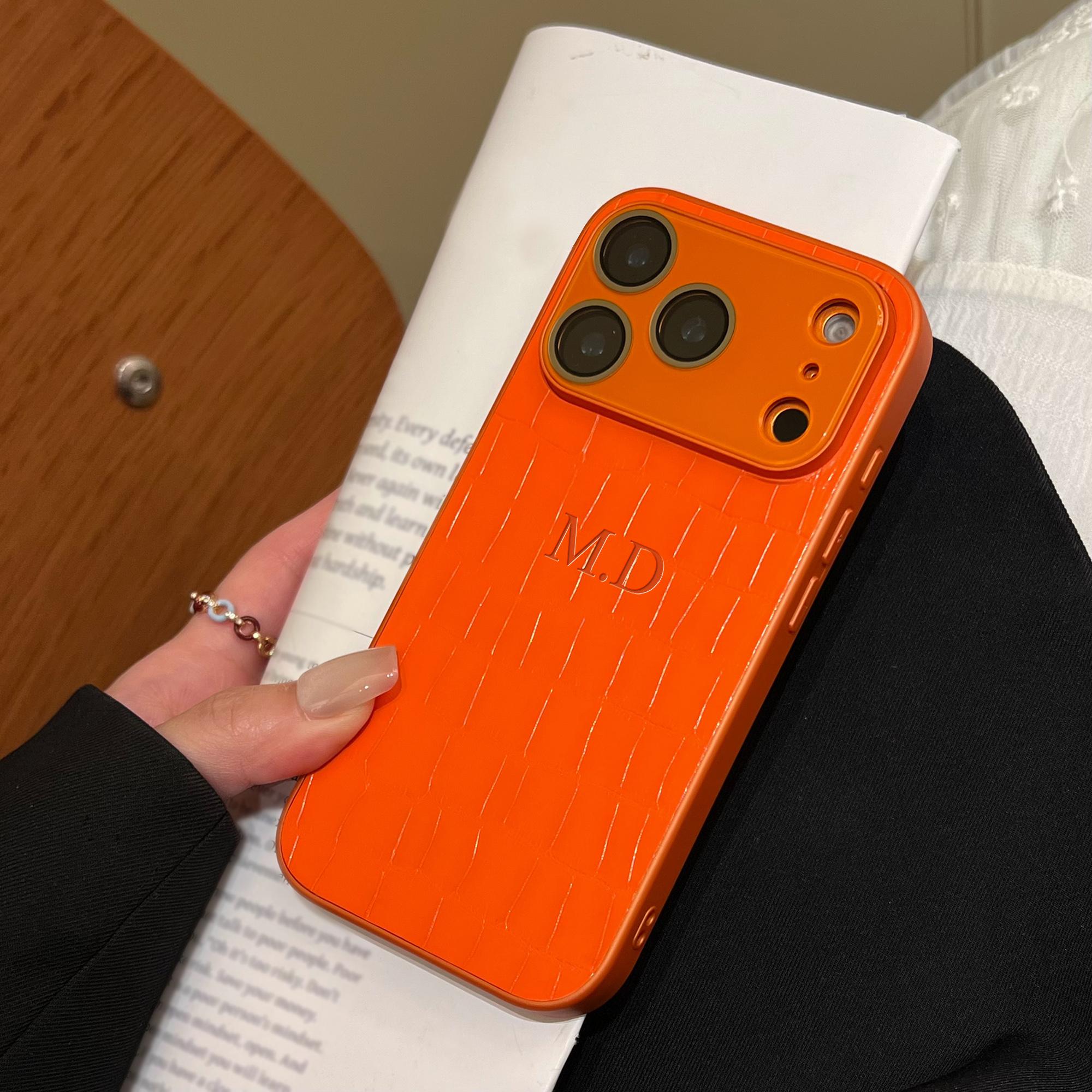 

Personalized Custom Name Phone Case For iPhone 17 16 15 14 13 Pro Max 17 Air Crocodile Pattern Faux Leather 3D Hot Engraved Case For iPhone 13