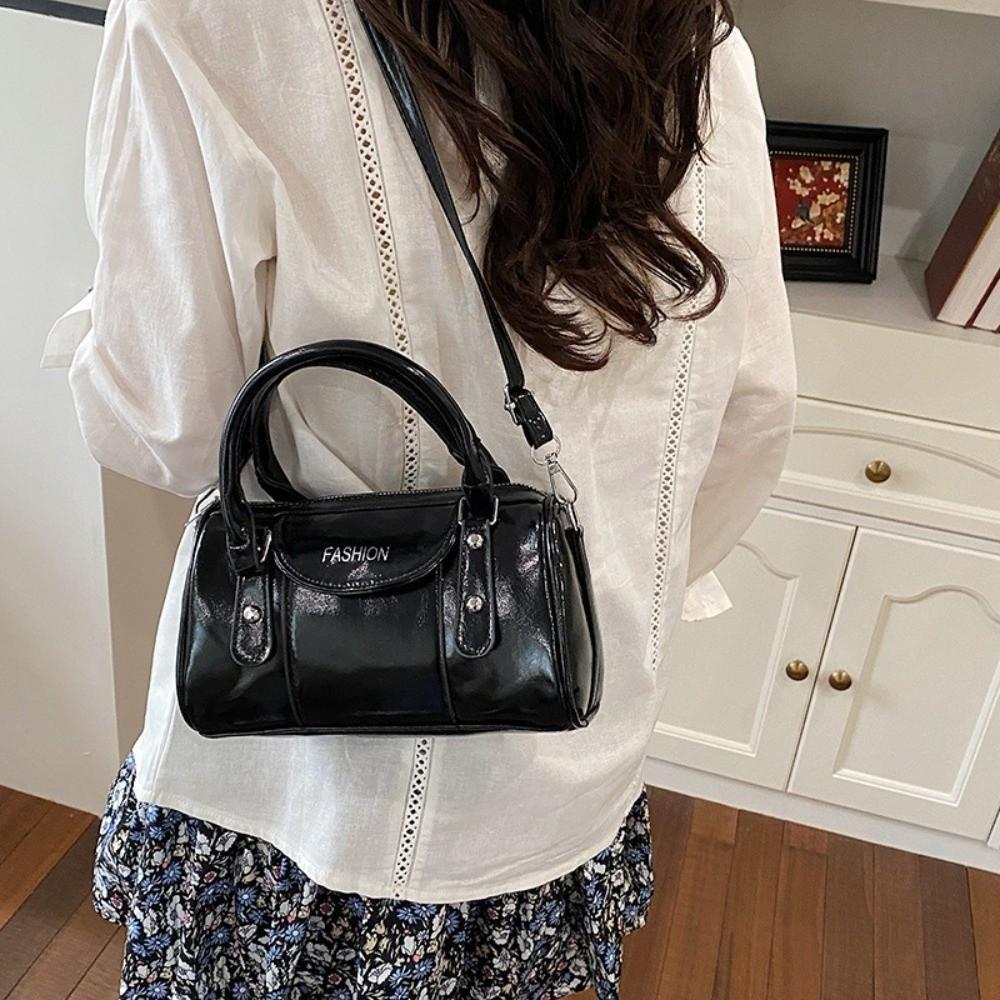 Trendy PU Leather Shoulder Bags Pure Color Large Capacity Crossbody Bags Handbag Women
