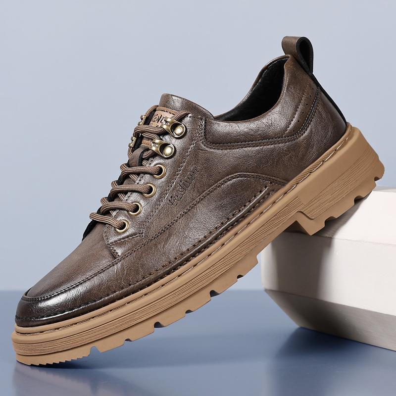 2024 Herbst neue Herren handgefertigte Online Casual Lederschuhe Herren Retro Workwear Plateau Herrenschuhe Halbschuhe 23658