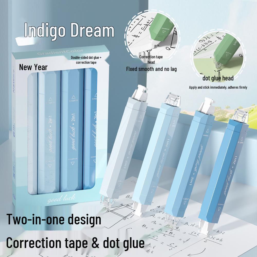 Двухфункциональная корректирующая лента с точечным клеем и нейтральной ручкой