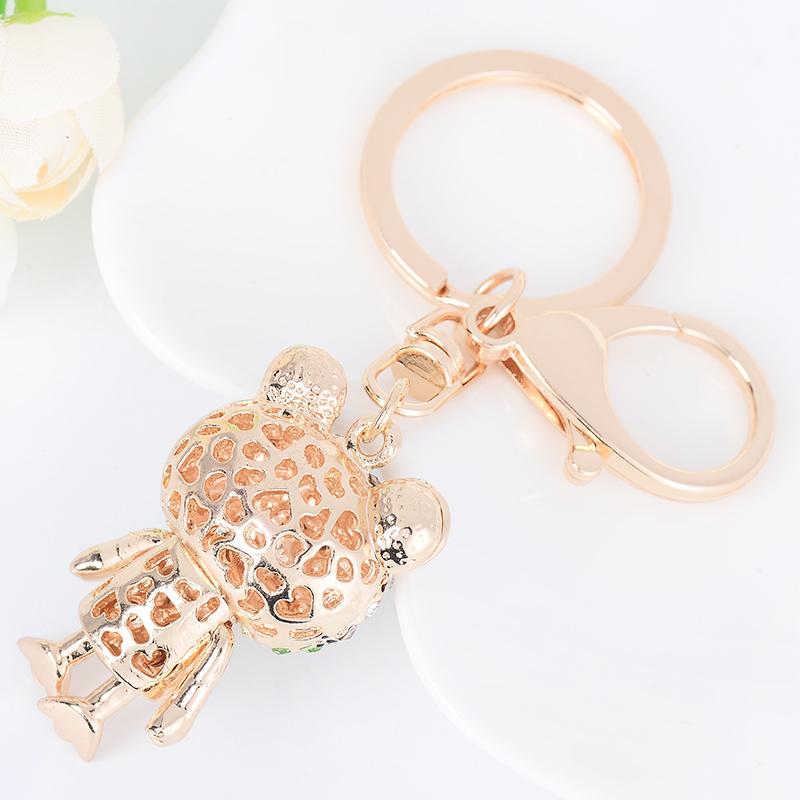 Cartoon Frog Key Chain Shy Prince and Princess Couple Key Ring Women's Bag Pendant Crystal Rhinestone Crafts