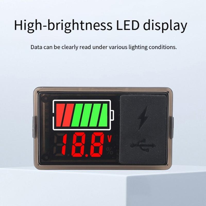 DC8-30V Tester Baterii Podwójny Port Ładowania USB Ekran LED Monitorowanie Napięć w Czasie Rzeczywistym Dla Pojazdów Kempingowych Narzędzi Elektrycznych