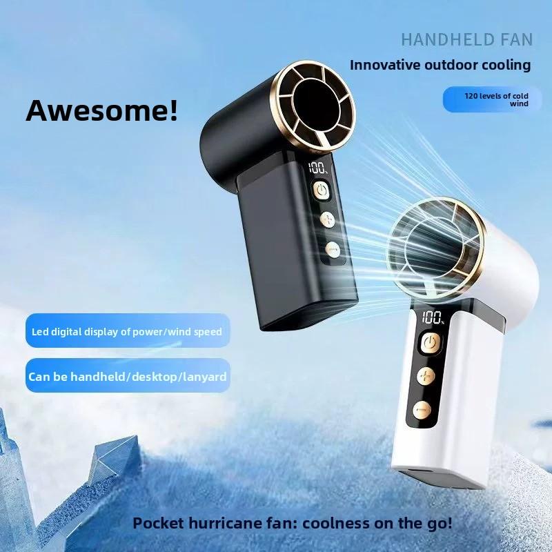 Ventilador de mano portátil con compresa fría, recargable y silencioso con pantalla digital
