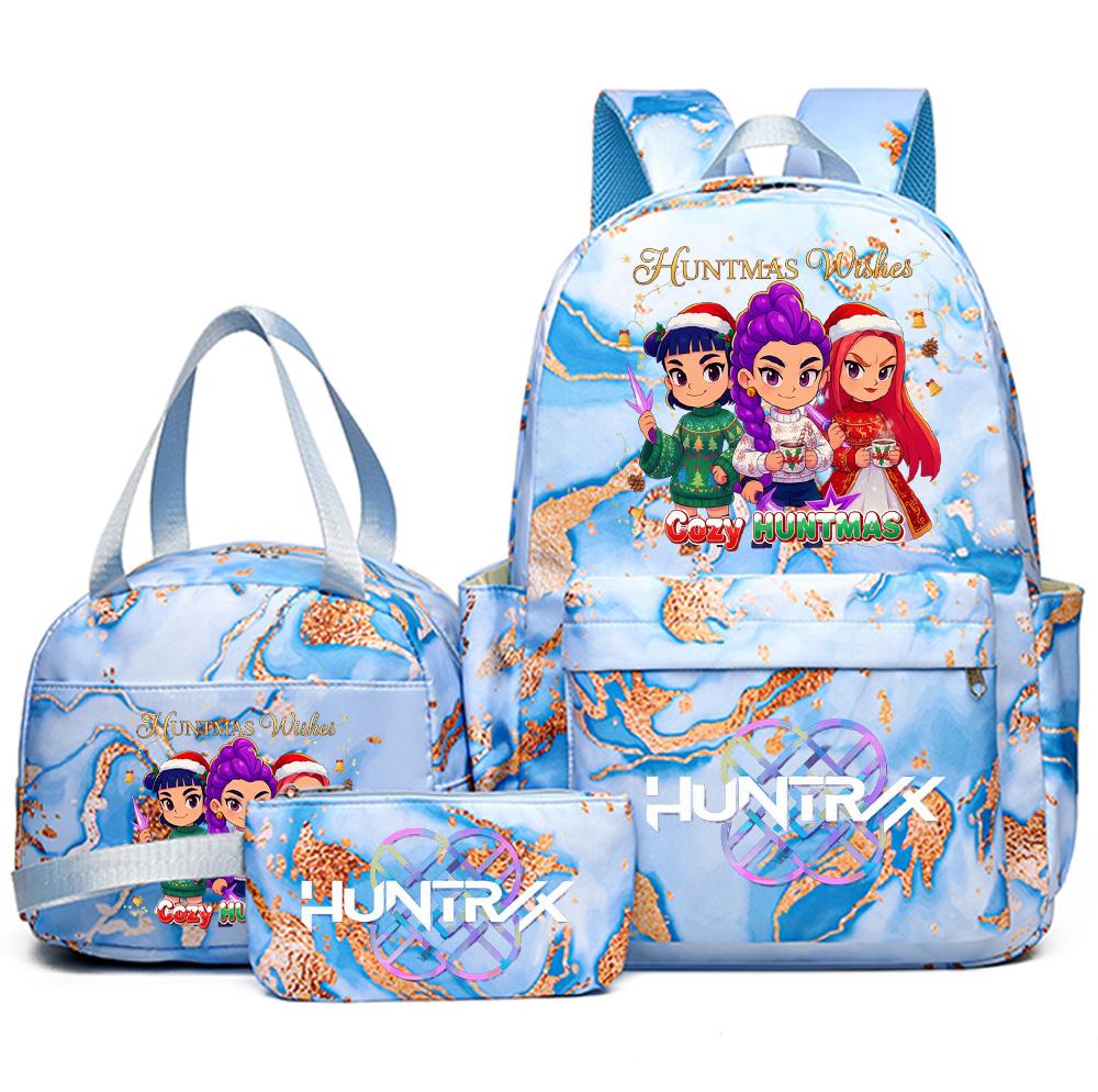 3Pcs/set Christmas K-pop Printed Backpack Handbag Pencil Case for Teenager Student Girl Boy Bookbag Schoolbag Women Large Capacity Travel Bag Kid Gift