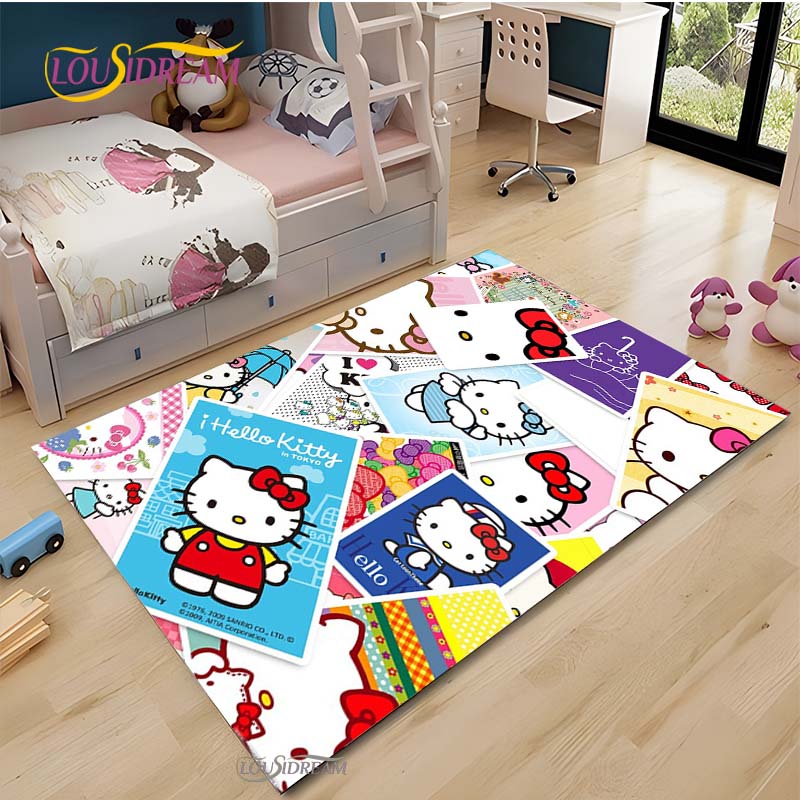 Hello Kitty kawaii Cartoon Anime Carpet for Living Room Bedroom Rug Kitchen Door Kids Un-slip Floor Mat Alfombra Birthday gift