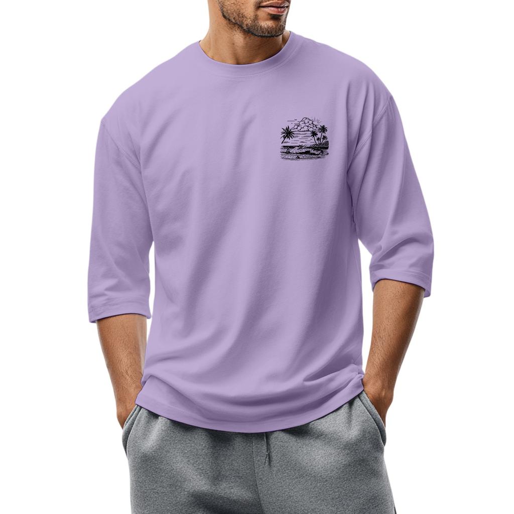 Herren-T-Shirt mit Rundhalsausschnitt, Dreiviertelärmeln, lässiges modisches Oberteil