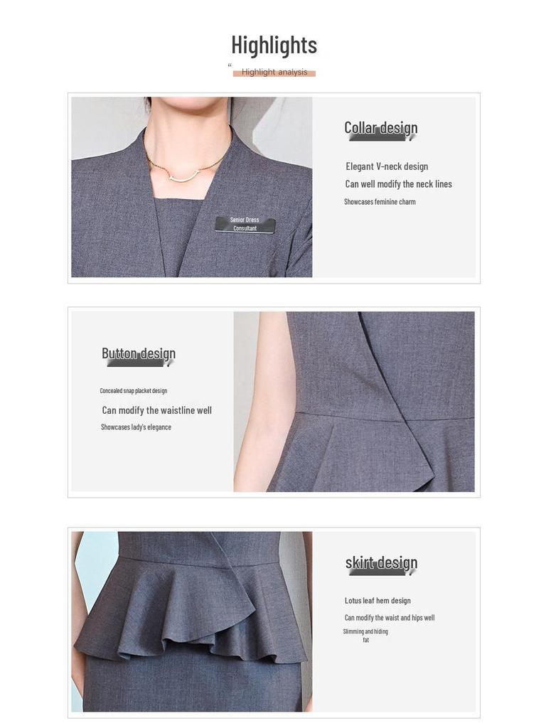 Women's Slim Fit Short Sleeve Summer Suit Dress - Professional Formal Wear Set for Mature, Light Commuter Style