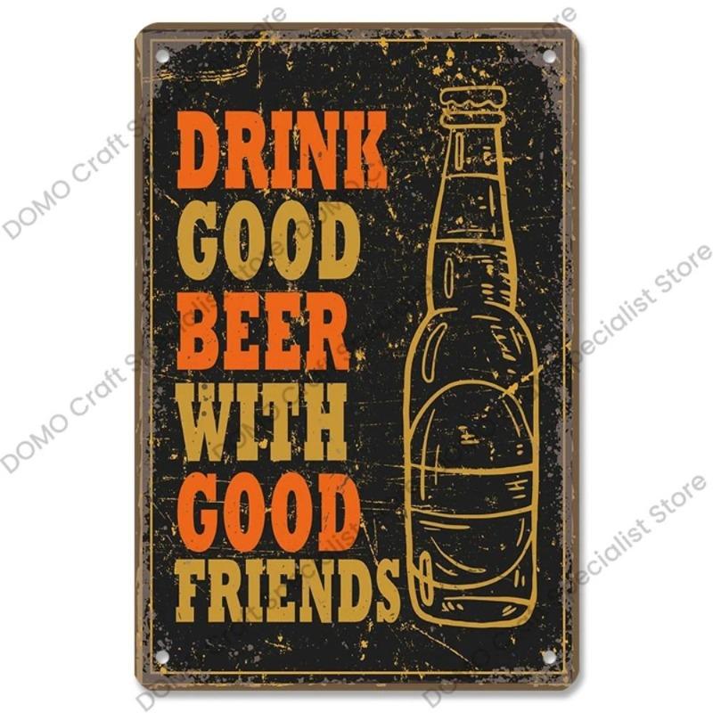 Vintage Beer Metal Sign, New Year Pub Decor Plaque