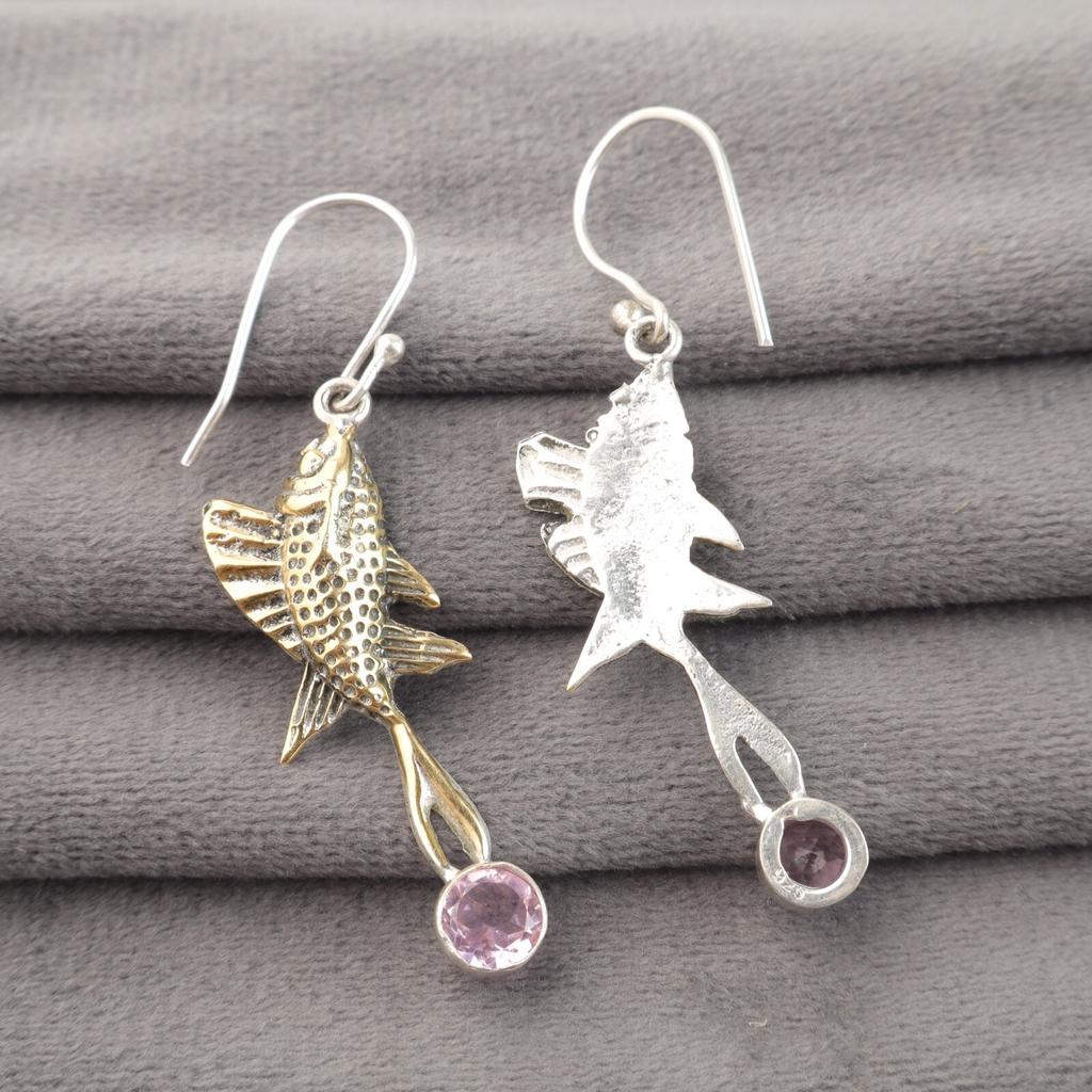 Natural Morganite 925 Sterling Silver Boho Dangle Handmade Mother Gift Earrings EE-148-15
