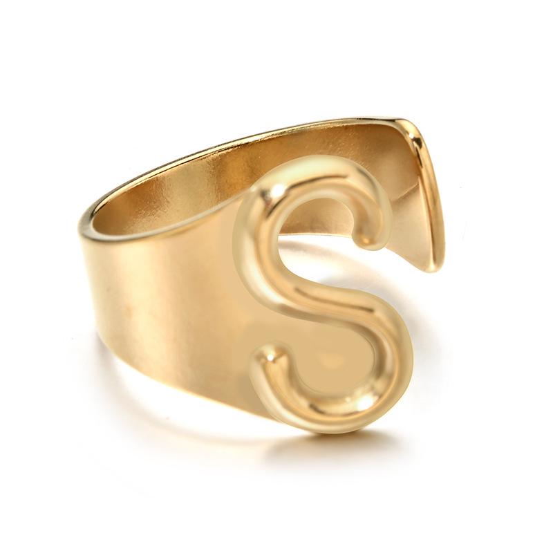 Stainless Steel Retro Letter Ring: European, American, Japanese & Korean Influenced Fashion