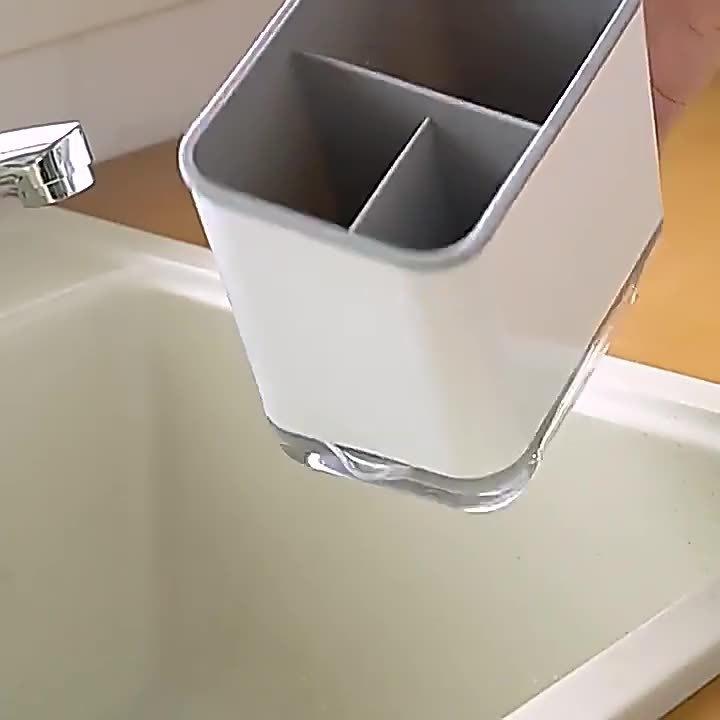 Modern Minimalist Plastic Chopstick Holder With Drip Tray For Kitchen Storage And Utensil Organization