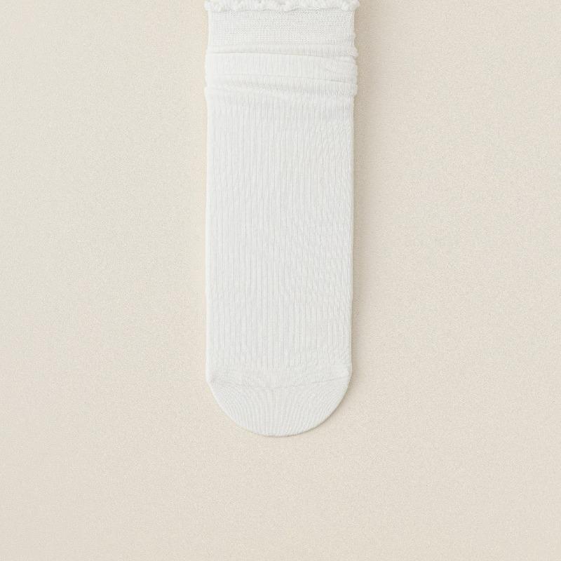 Women's Socks, Grey Lace Boneless White, Antibacterial and Versatile Postpartum Socks