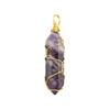 Hexagonal Wire-Wrapped Natural Crystal Stone Pendant Necklace for Women