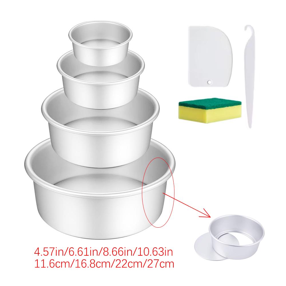 Anodized Aluminum Set 4/6/8/10 Inch Fixed/Removable Bottom Mold Round Chiffon/Angel Baking Cheesecake Tin 0059